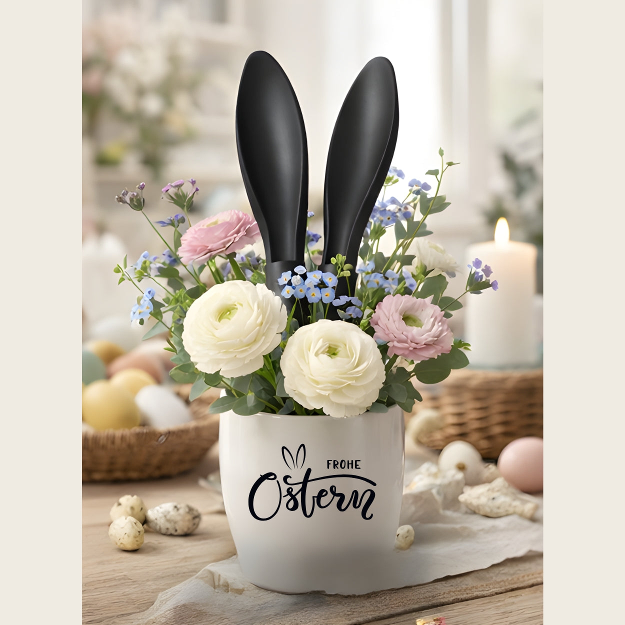 Hasenohren Pflanzstecker – Oster Deko für Blumentopf