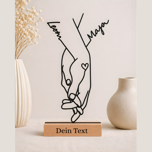 Personalisierter Hand Aufsteller mit Namen & Gravur – Romantisches Geschenk für Paare & Jahrestag