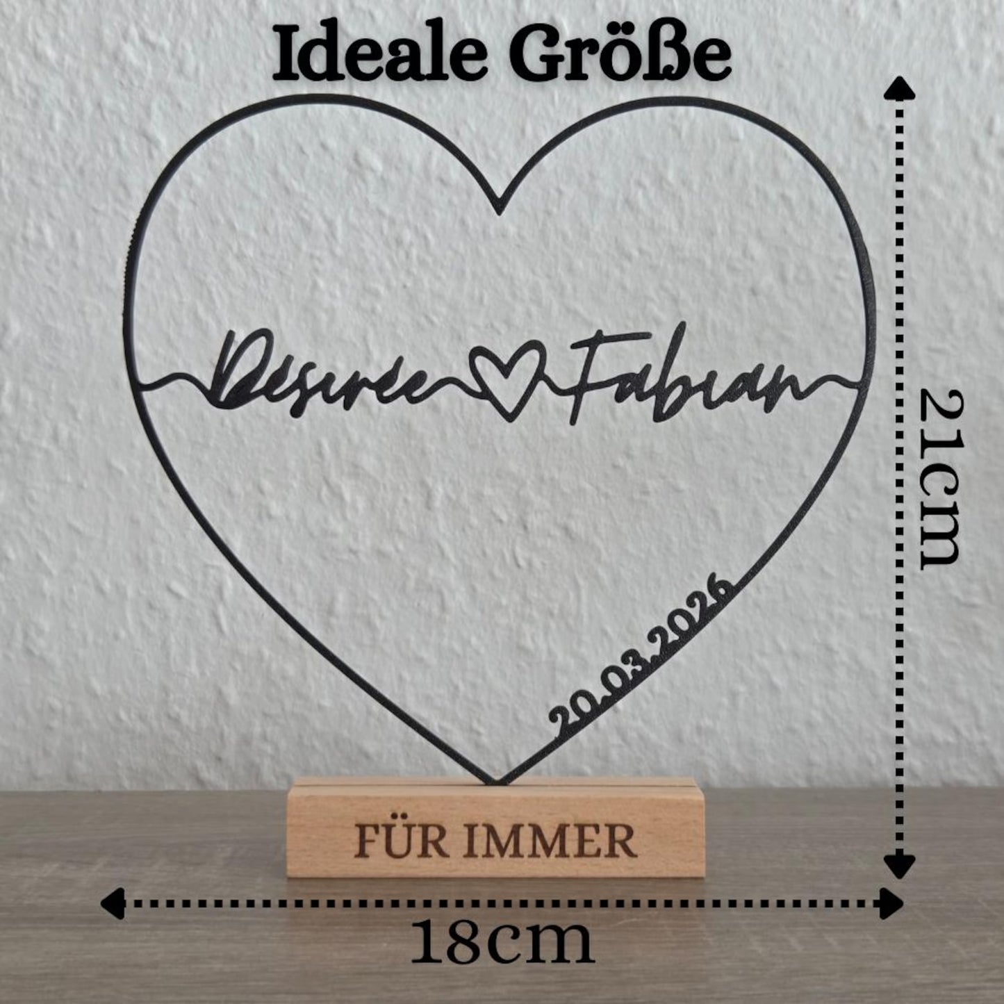 Personalisierter Herz Aufsteller mit Namen